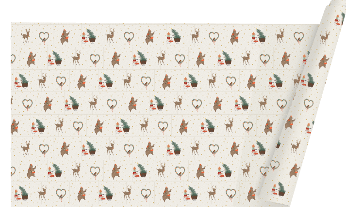 WRAPPING CHRISMAS PAPER LITTLE STORIES BEIGE