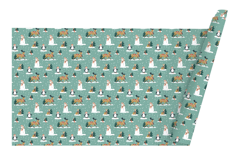 WRAPPING CHRISTMAS PAPER SNEEUWPOP GROEN