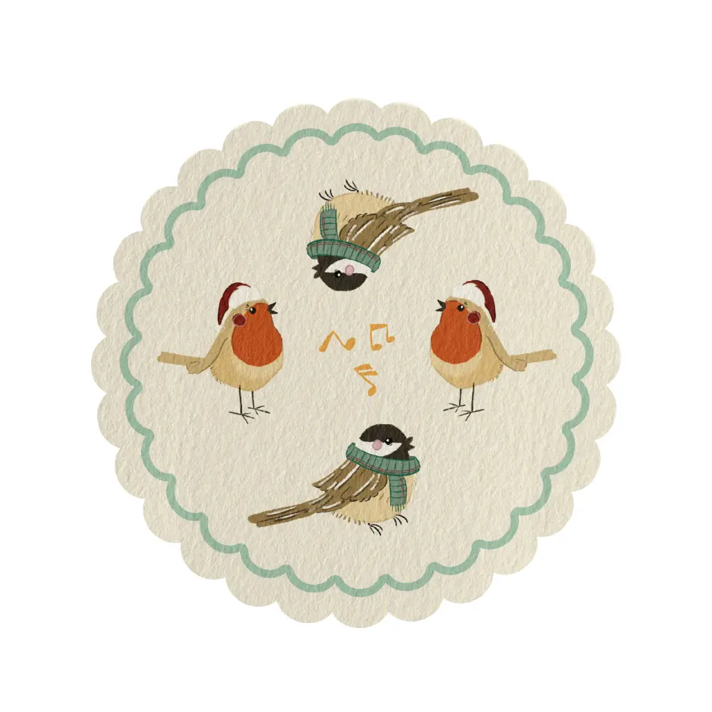 SOUS-VERRES WINTER WHISPERS OISEAUX