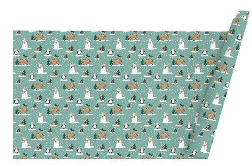 [WPXM1677] WRAPPING CHRISTMAS PAPER SNEEUWPOP GROEN