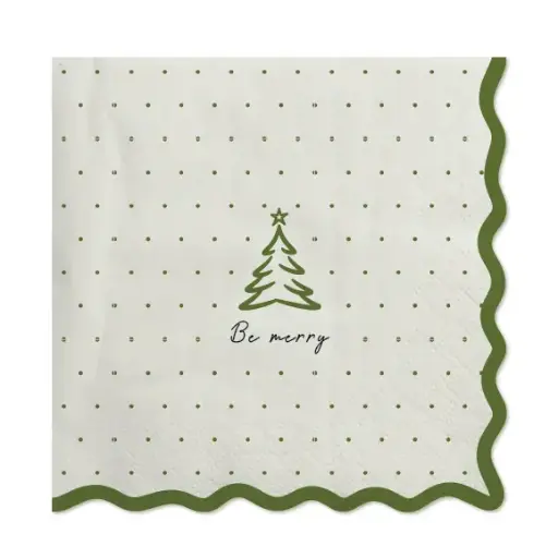 [NAPXM1161] NAPKINS  GREEN CHRISTMAS TREE BE MERRY
